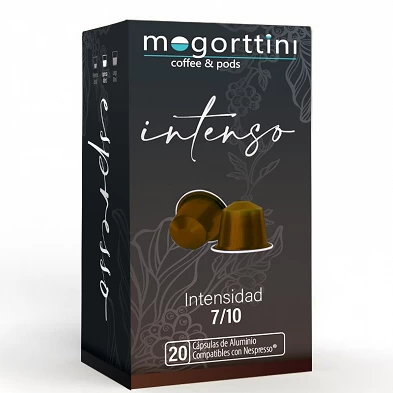 Intenso 20 cápsulas Mogorttini. Compatível com Nespresso, em alumínio