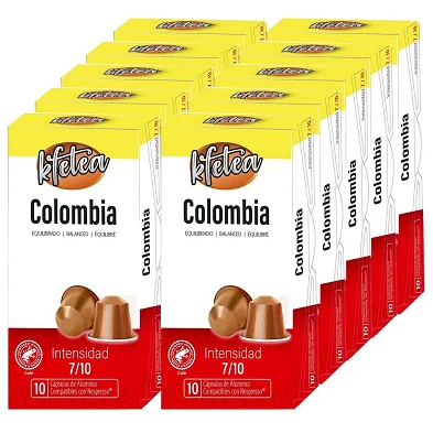 10 cajas de Colombia Kfetea Nespresso 100 capsulas rainforest alliance