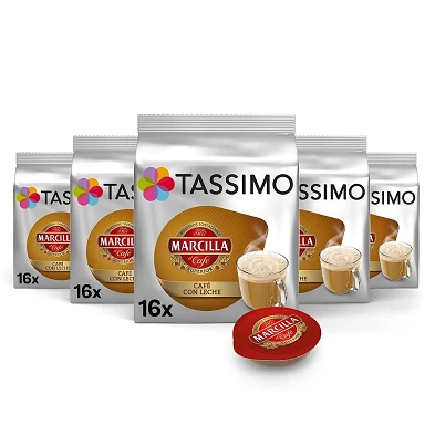 Café con leche Marcilla 5 cajas de 16 servicios sistema Tassimo